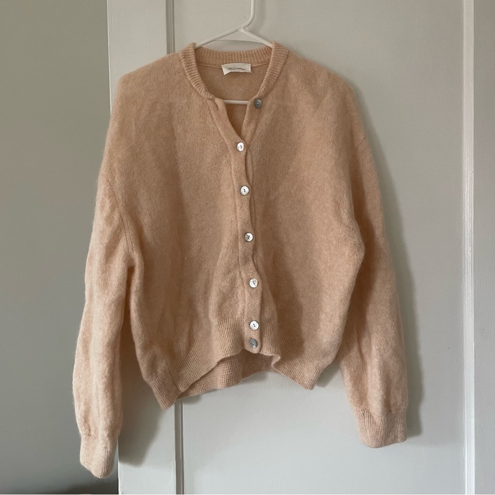 American Vintage Vitow Button Up Cardigan Sweater in Peach Pink Cream XS/S EUC